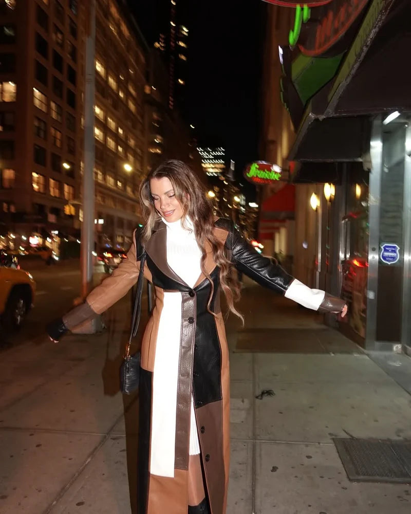 Rosaline Mosaic Leather Coat