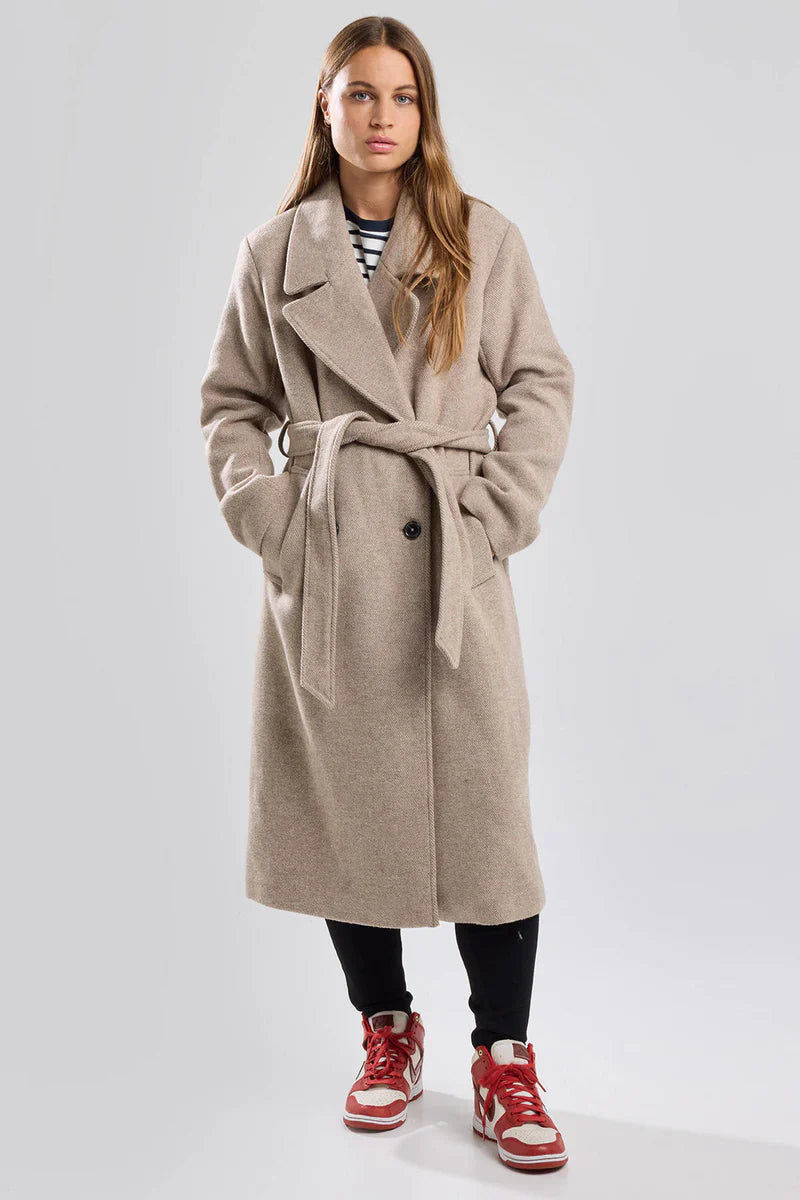 Remy Long Elegant Belted Jacket