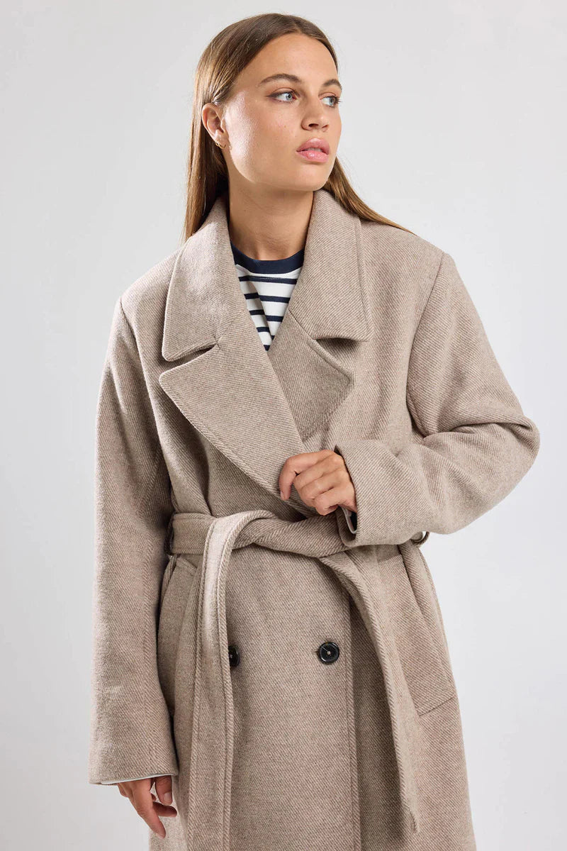 Remy Long Elegant Belted Jacket