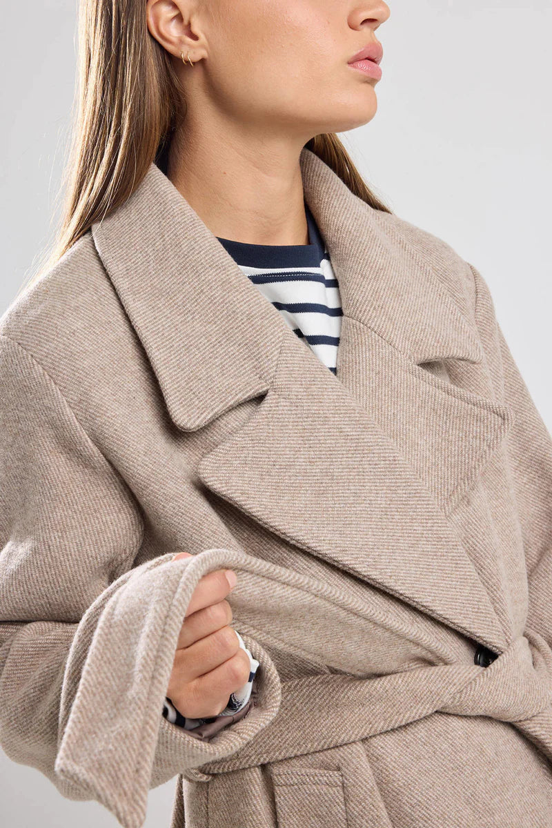 Remy Long Elegant Belted Jacket